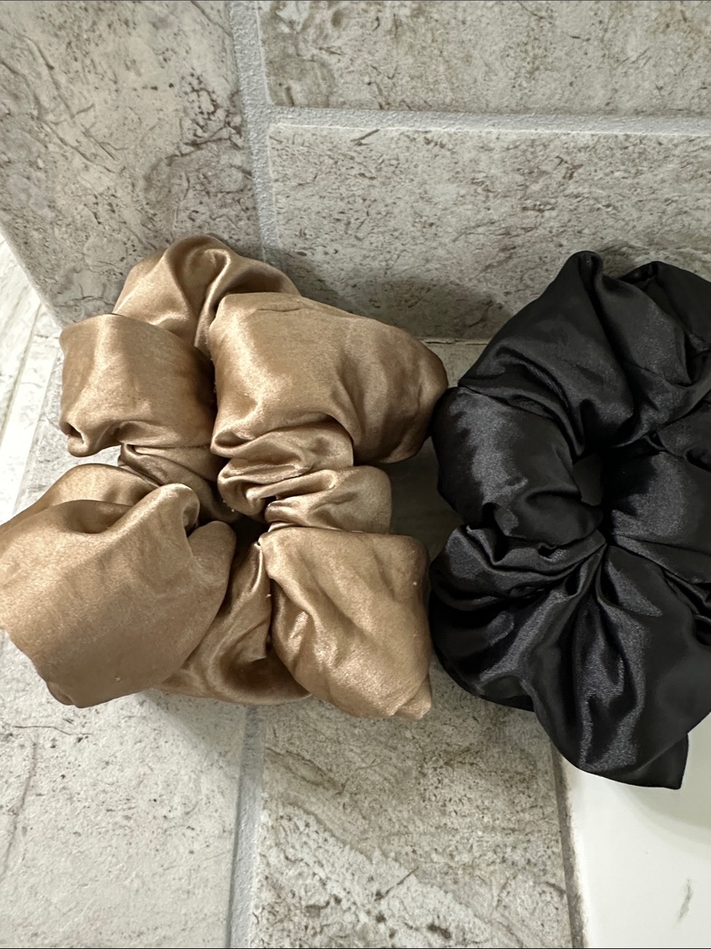 SLIP~~Satin Scrunchie Set - Champagne Gold & Black
